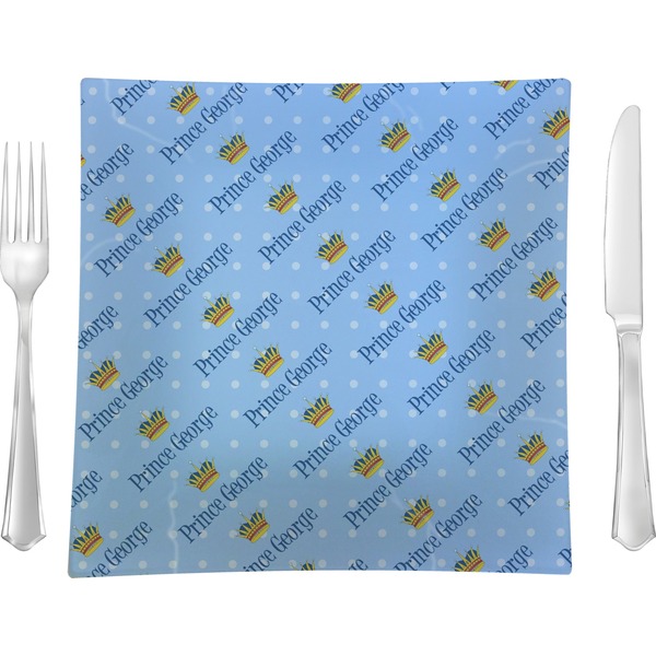 Custom Prince 9.5" Glass Square Lunch / Dinner Plate- Single or Set of 4 (Personalized)