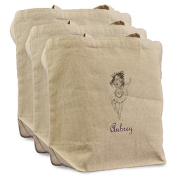 Ballerina Reusable Cotton Grocery Bags - Set of 3 (Personalized)