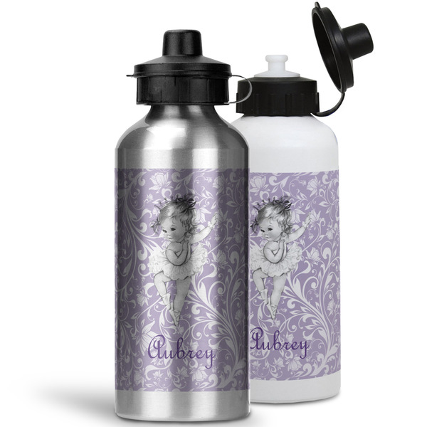 Ballerina Aluminum Water Bottles - MAIN (white &silver)
