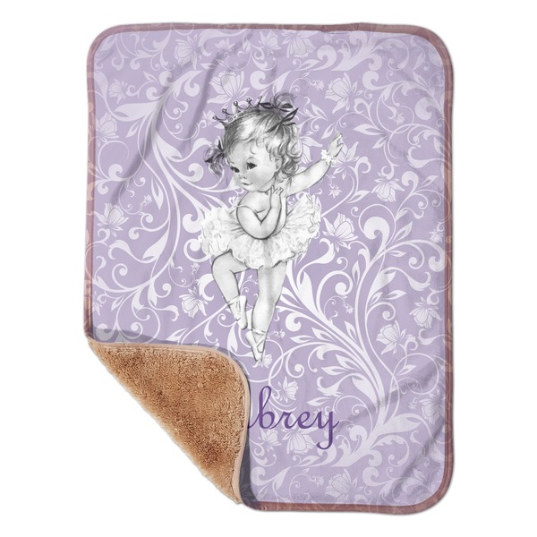 Custom Ballerina Sherpa Baby Blanket - 30" x 40" w/ Name or Text