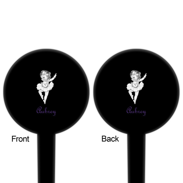 Ballerina Black Plastic 4" Food Pick - Round - Double Sided - Front & Back