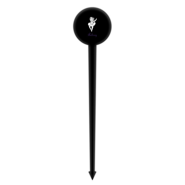 Ballerina Black Plastic 4" Food Pick - Round - Single Pick