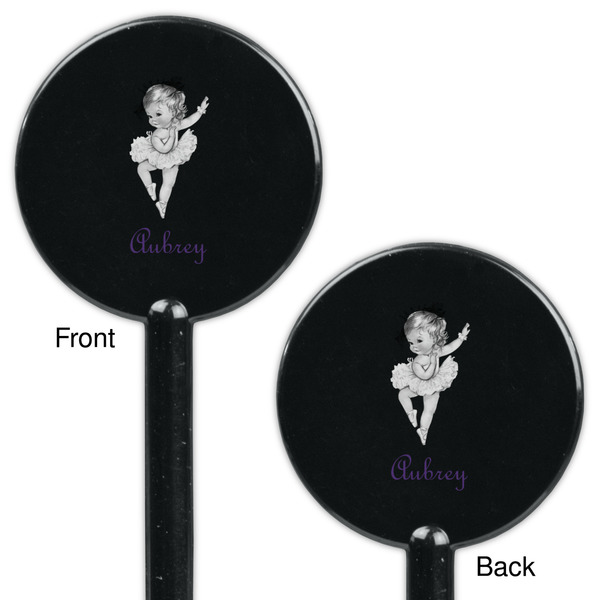 Ballerina Black Plastic 5.5" Stir Stick - Double Sided - Round - Front & Back