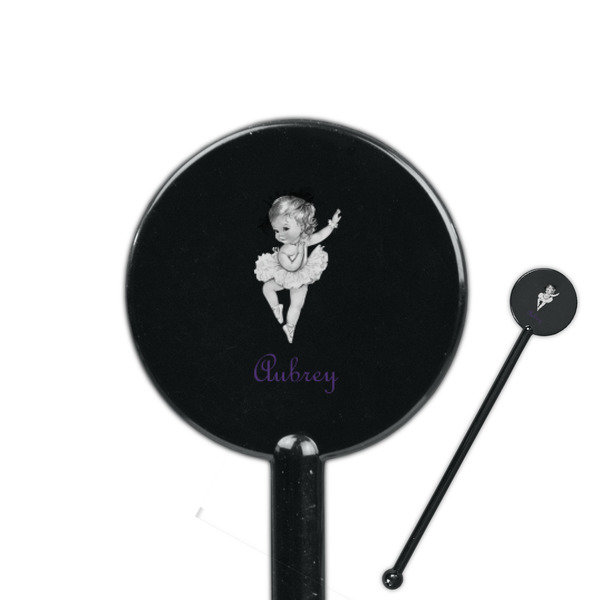 Custom Ballerina 5.5" Round Plastic Stir Sticks - Black - Single Sided (Personalized)