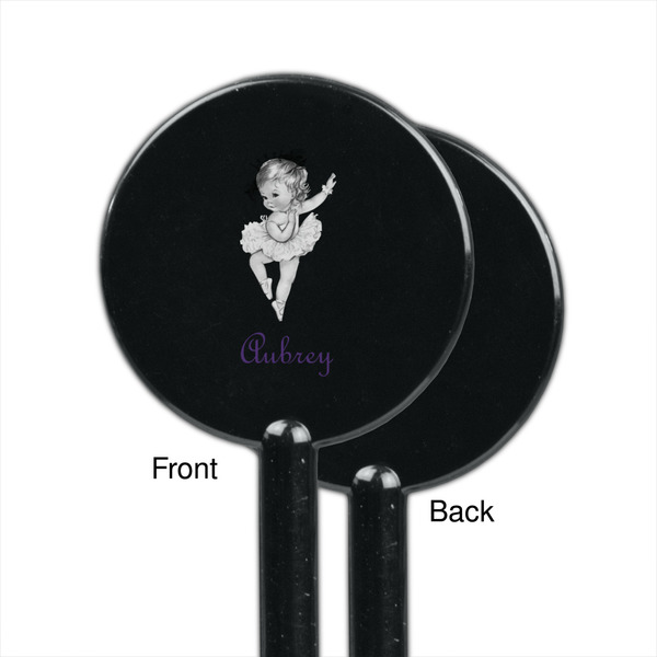 Ballerina Black Plastic 5.5" Stir Stick - Single Sided - Round - Front & Back