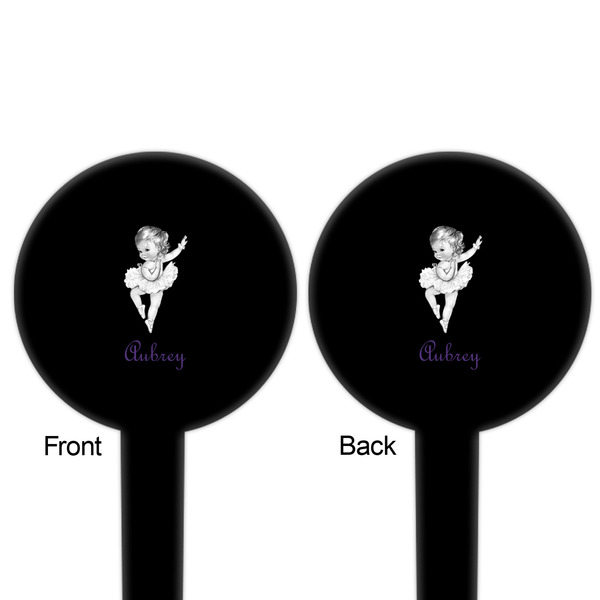 Ballerina Black Plastic 6" Food Pick - Round - Double Sided - Front & Back