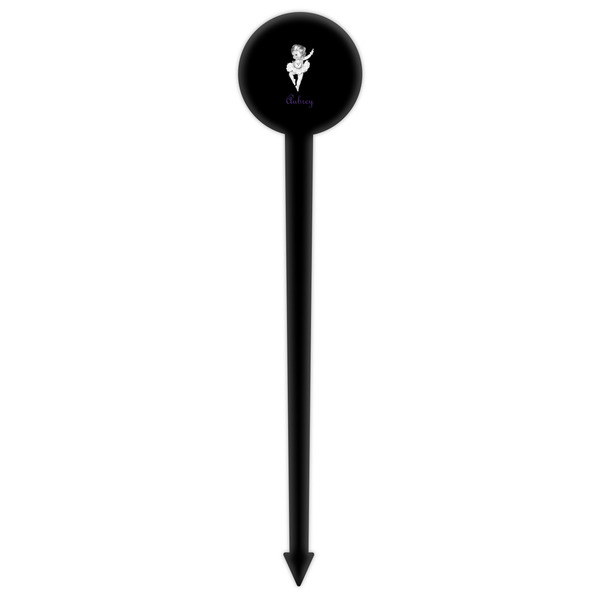 Ballerina Black Plastic 6" Food Pick - Round - Single Pick
