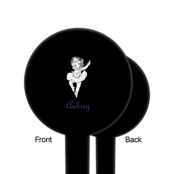 Ballerina Black Plastic 6" Food Pick - Round - Single Sided - Front & Back
