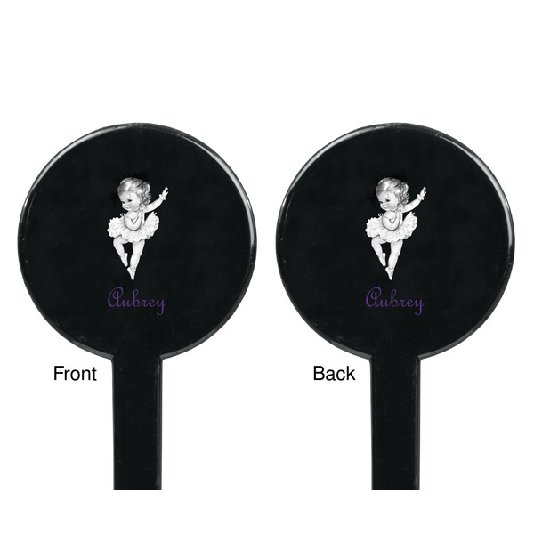 Ballerina Black Plastic 7" Stir Stick - Double Sided - Round - Front & Back