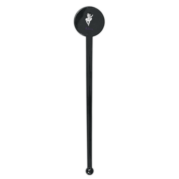 Ballerina Black Plastic 7" Stir Stick - Round - Single Stick