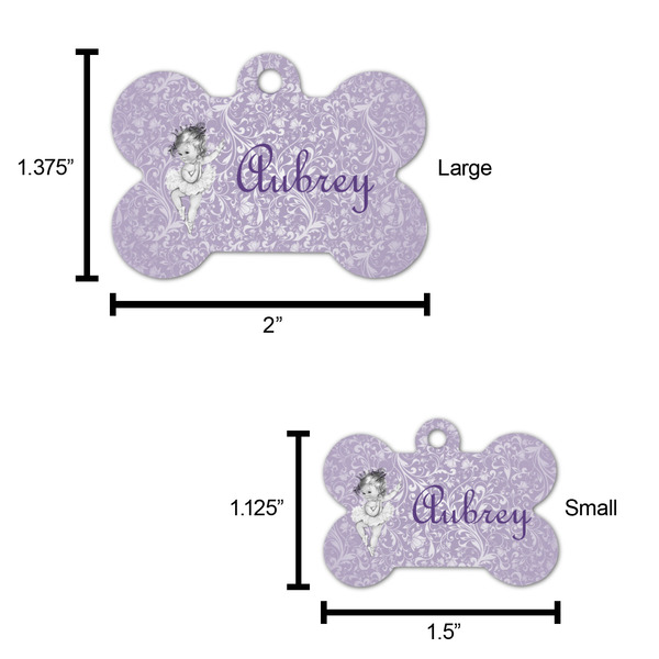 Ballerina Bone Shaped Dog ID Tag - Large - Scale