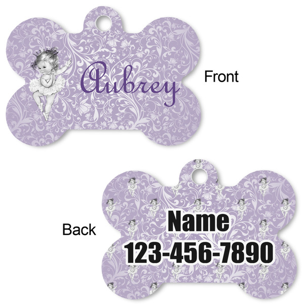 Ballerina Bone Shaped Dog Tag - Front & Back