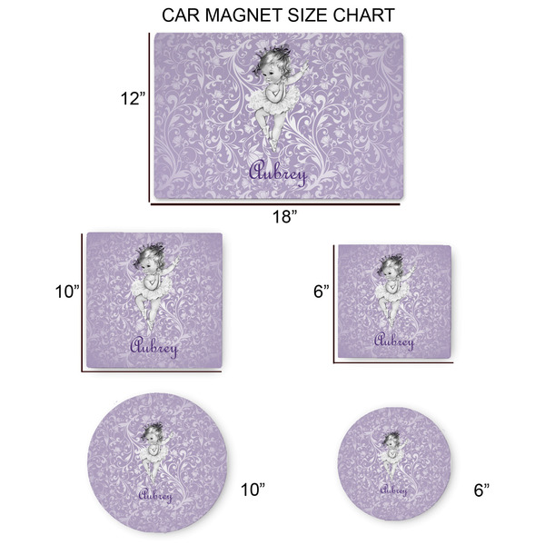 Ballerina Car Magnets - SIZE CHART