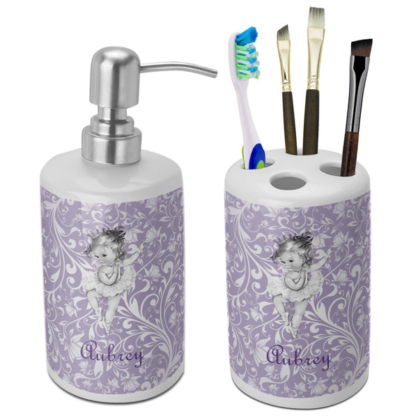 Custom Ballerina Ceramic Bathroom Accessories Set (Personalized)
