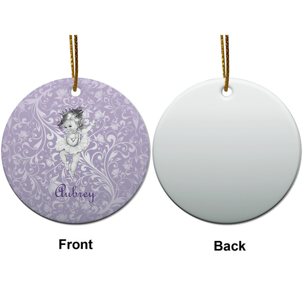 Ballerina Ceramic Flat Ornament - Circle Front & Back (APPROVAL)