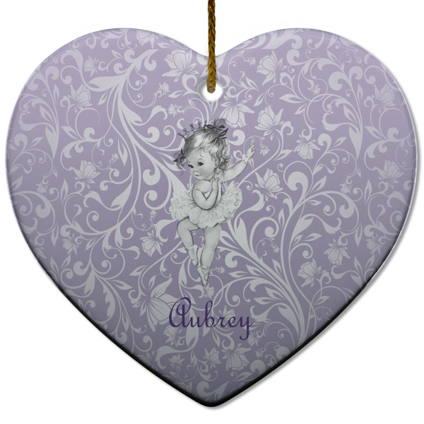 Ballerina Ceramic Flat Ornament - Heart (Front)