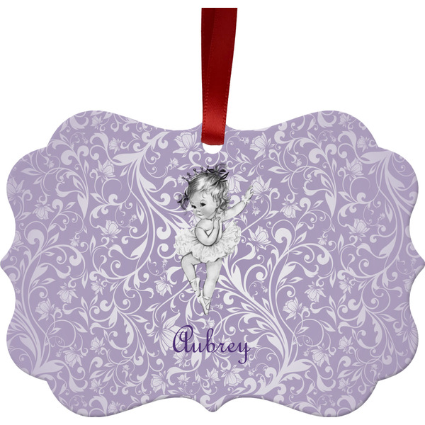 Custom Ballerina Metal Frame Ornament - Double Sided w/ Name or Text