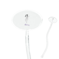 Ballerina 7" Oval Plastic Stir Sticks - Clear (Personalized)