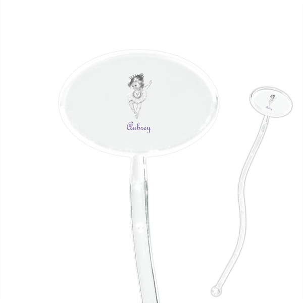 Custom Ballerina 7" Oval Plastic Stir Sticks - Clear (Personalized)