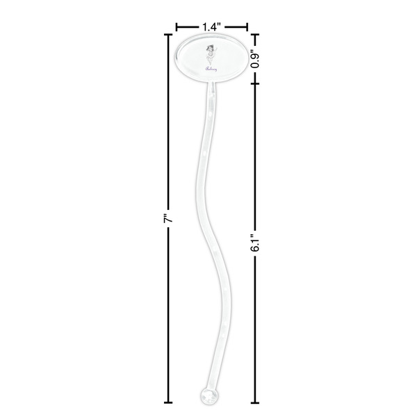 Ballerina Clear Plastic 7" Stir Stick - Oval - Dimensions