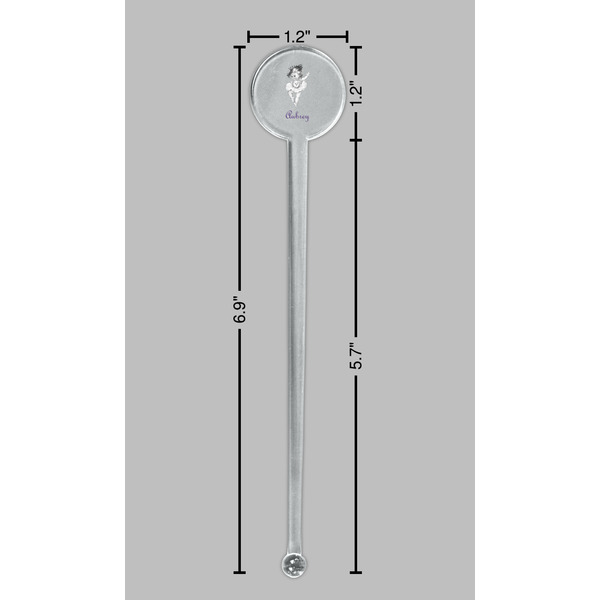 Ballerina Clear Plastic 7" Stir Stick - Round - Dimensions