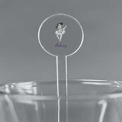 Ballerina 5.5" Round Plastic Stir Sticks - Clear (Personalized)