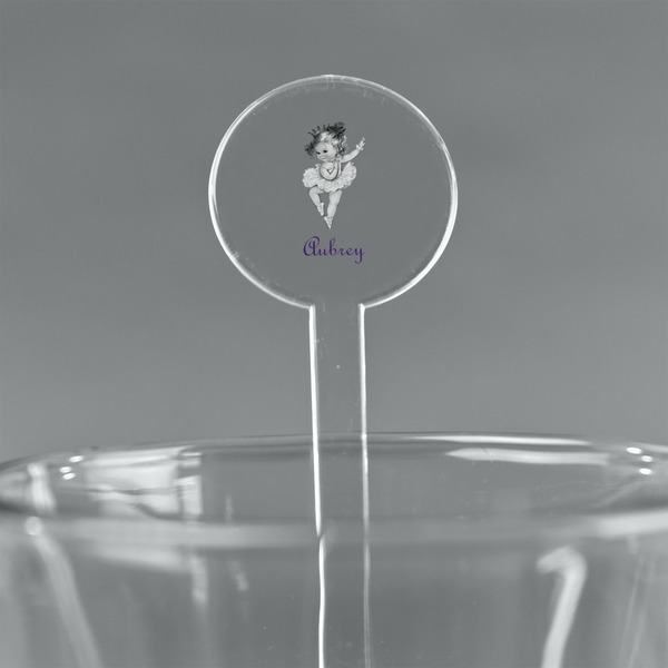 Custom Ballerina 5.5" Round Plastic Stir Sticks - Clear (Personalized)