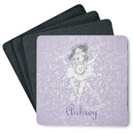 Ballerina Square Rubber Backed Coasters - Set of 4 (Personalized)