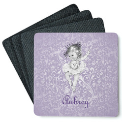 Ballerina Square Rubber Backed Coasters - Set of 4 (Personalized)