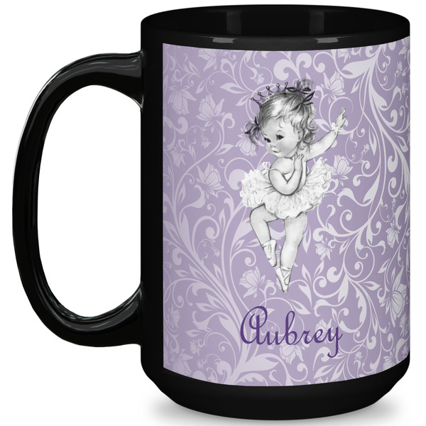 Custom Ballerina 15 Oz Coffee Mug - Black (Personalized)
