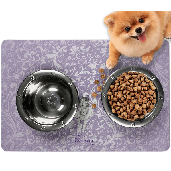 Custom Ballerina Dog Food Mat - Small w/ Name or Text