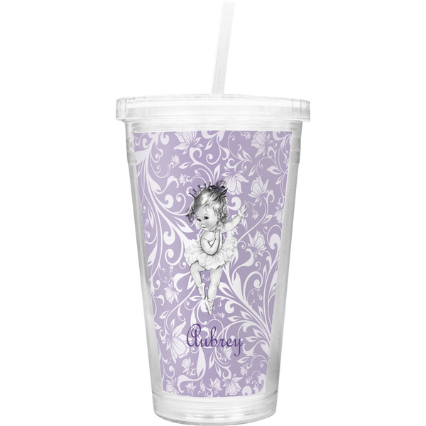 Custom Ballerina Double Wall Tumbler with Straw (Personalized)