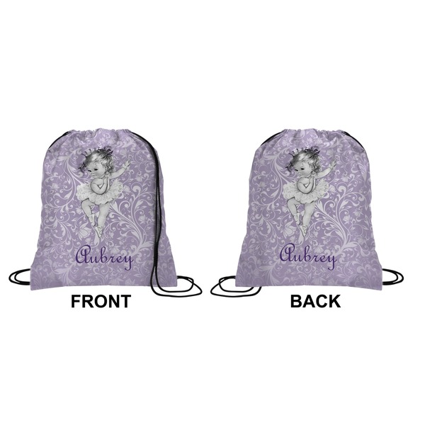 Ballerina Drawstring Backpack Front & Back Small