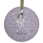 Ballerina Flat Glass Ornament - Round w/ Name or Text