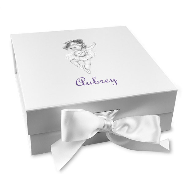 Custom Ballerina Gift Box with Magnetic Lid - White (Personalized)