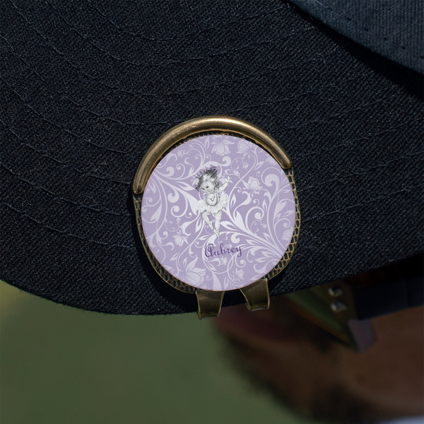 Ballerina Golf Ball Marker Hat Clip - Gold - On Hat