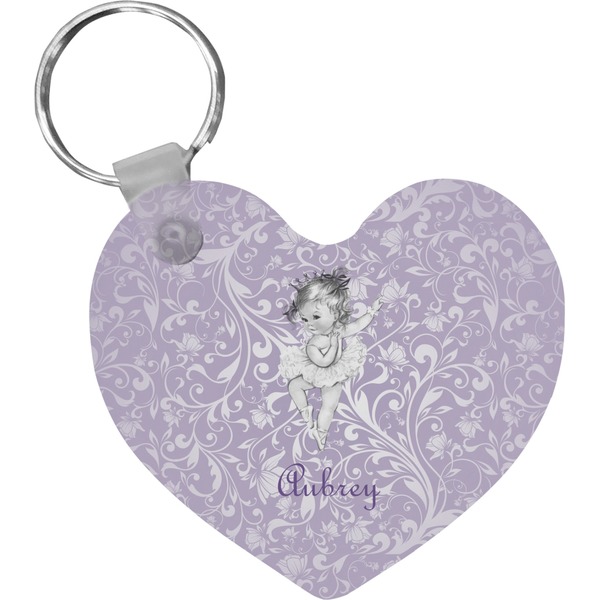 Custom Ballerina Heart Plastic Keychain w/ Name or Text