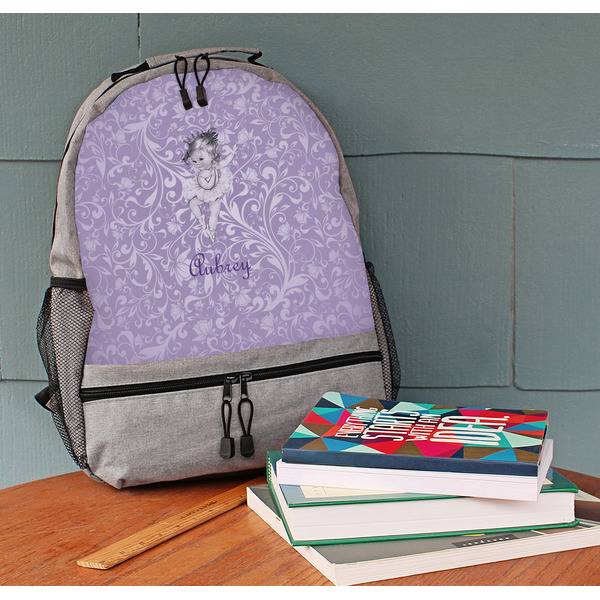 Ballerina Large Backpack - Gray - On Desk