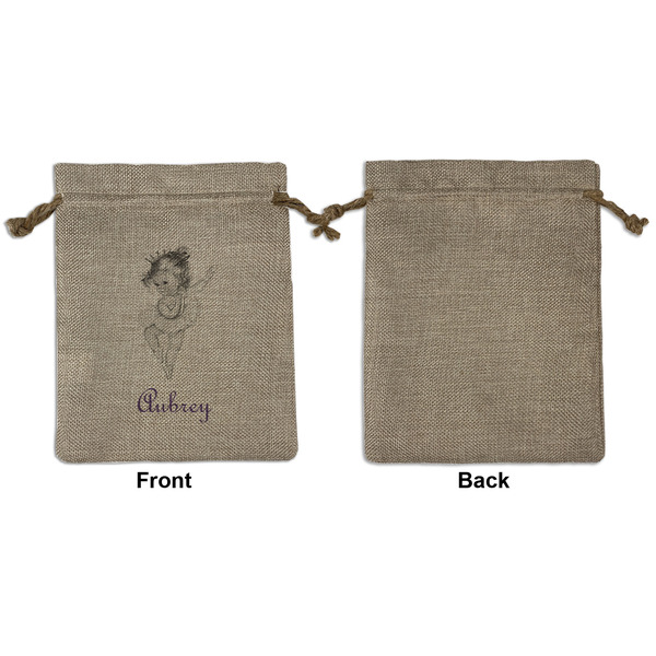 Ballerina Medium Burlap Gift Bag - Front Approval