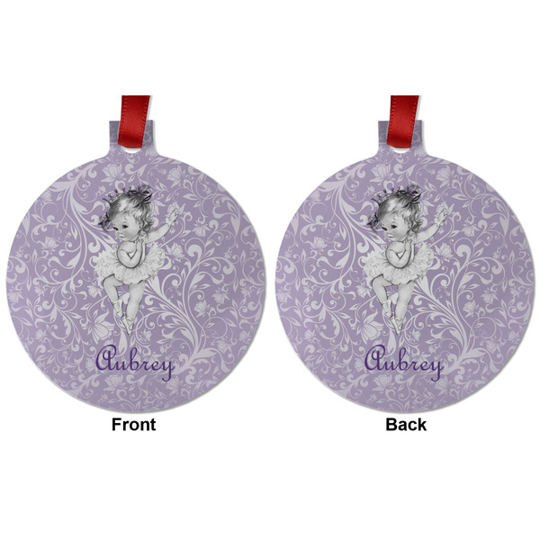 Ballerina Metal Ball Ornament - Front and Back