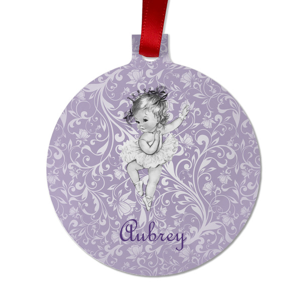 Custom Ballerina Metal Ball Ornament - Double Sided w/ Name or Text