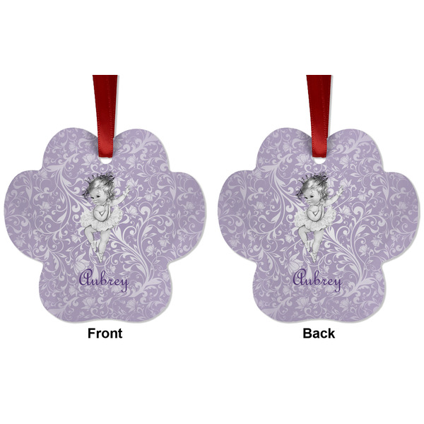 Ballerina Metal Paw Ornament - Front and Back