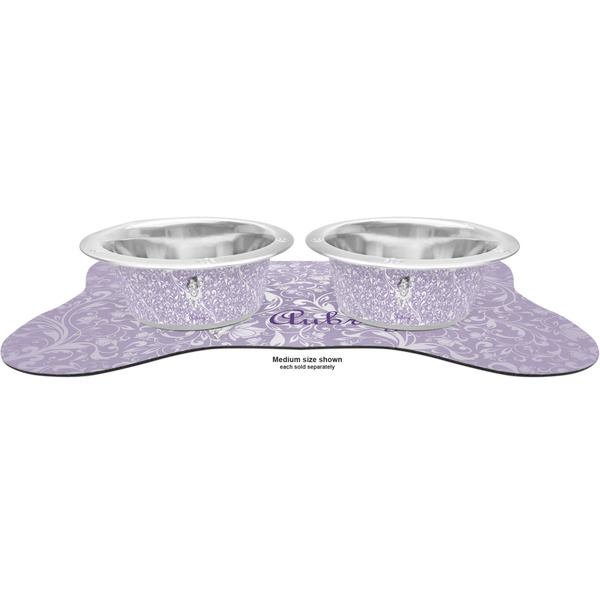 Ballerina Metal Pet Bowls - On Dog Bone Shaped Mat