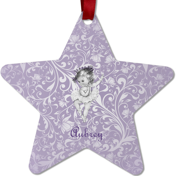 Custom Ballerina Metal Star Ornament - Double Sided w/ Name or Text