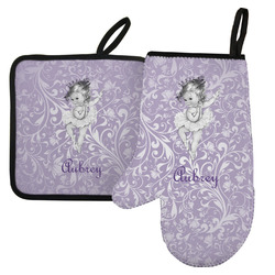 Ballerina Left Oven Mitt & Pot Holder Set w/ Name or Text