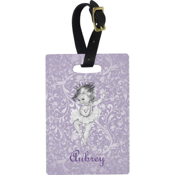 Custom Ballerina Plastic Luggage Tag - Rectangular w/ Name or Text
