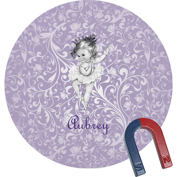 Custom Ballerina Round Fridge Magnet (Personalized)