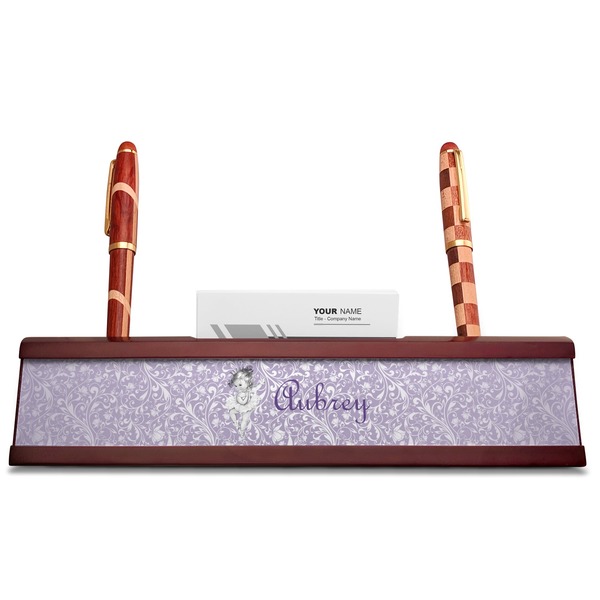 Ballerina Red Mahogany Nameplates with Business Card Holder - Straight