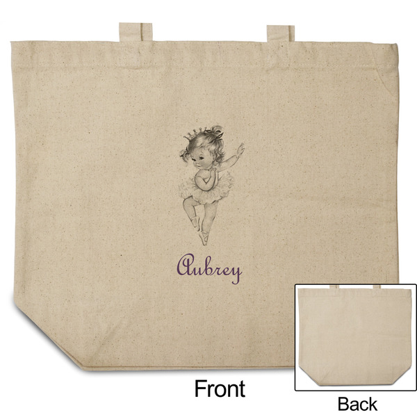 Ballerina Reusable Cotton Grocery Bag - Front & Back View
