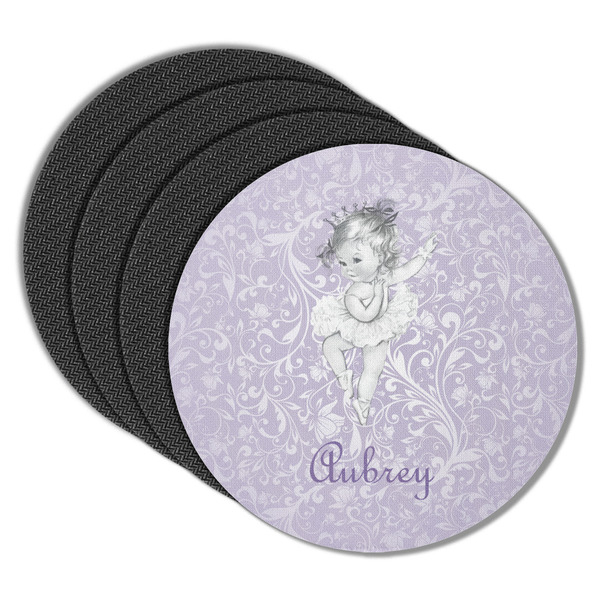 Custom Ballerina Round Rubber Backed Coasters - Set of 4 (Personalized)